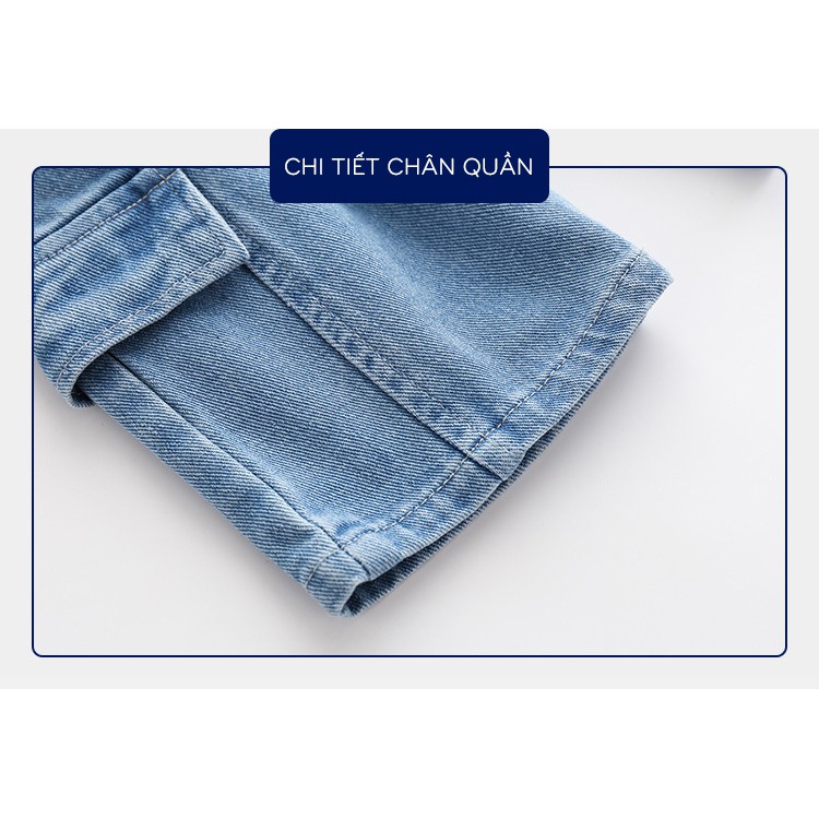 Quần Jean cho bé WELLKIDS quần short Jean họa tiết túi hộp chất bò mềm hàng xuất Âu Mỹ