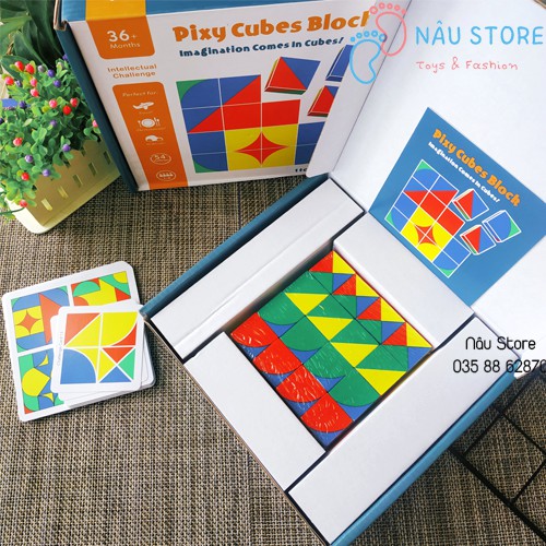 Đồ Chơi Gỗ Thông Minh Ghép Hình Khối Lập Phương Rèn Luyện Tư Duy Không Gian Đa Chiều Pixy Cubes Block