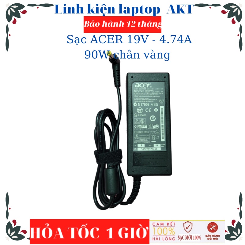 Sạc Laptop ACER 19V-4.74A-90W-ZIN chân thường Aspire 3020 5020 4530S 8460P 8470P 8560P 8760P 8470W 8540W 8570W