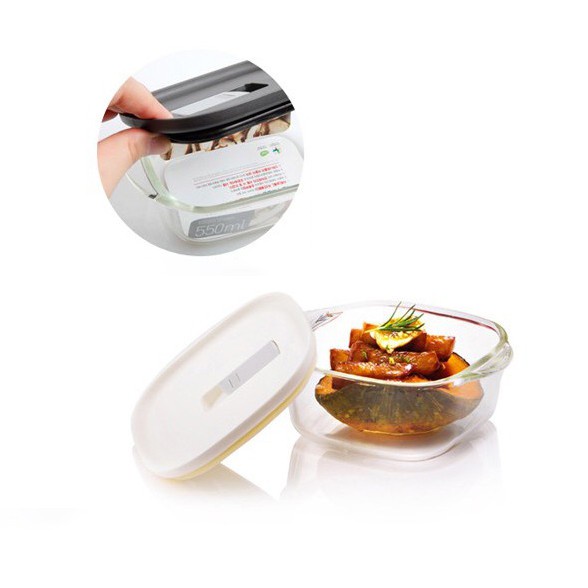 Hộp thủy tinh chịu nhiệt Lock&Lock steam hole LLG940, LLG945, LLG941, LLG942  màu trắng đen - BABYHOPSG