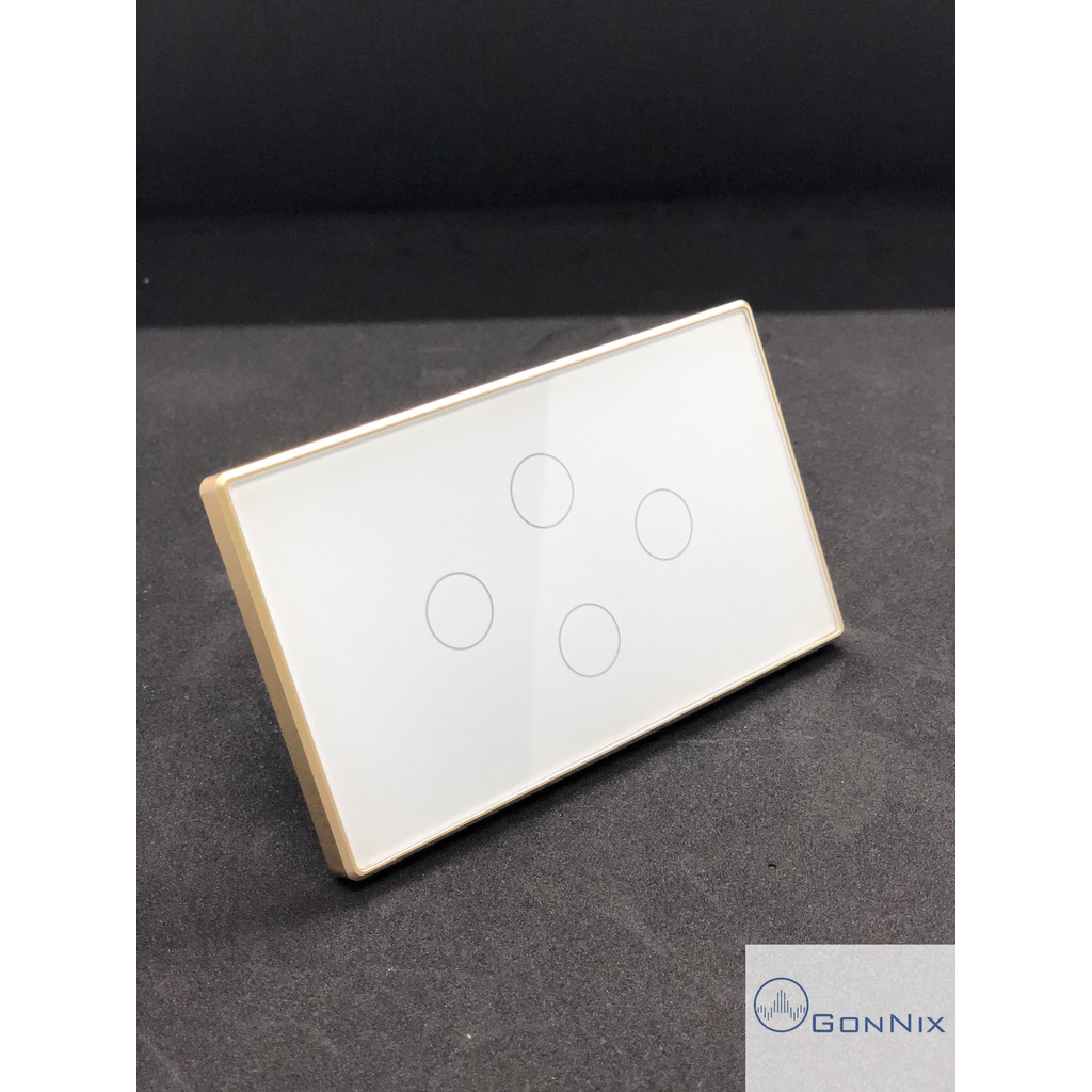 Công tắc thông minh chữ nhật Wifi Tuya. Viền vàng