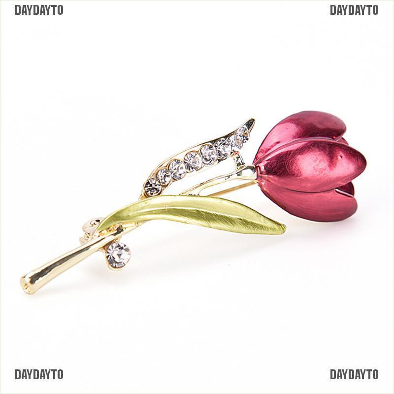 Ghim Cài Áo Hình Hoa Tulip Đính Đá Pha Lê Thanh Lịch