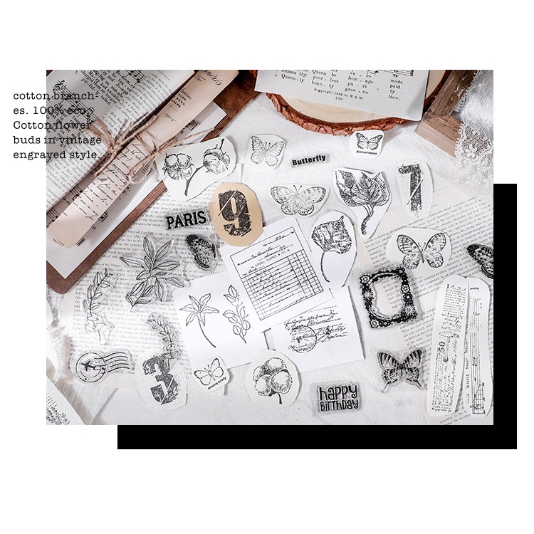 Con dấu silica gel trong suốt họa tiết cây cối vintage dùng để trang trí