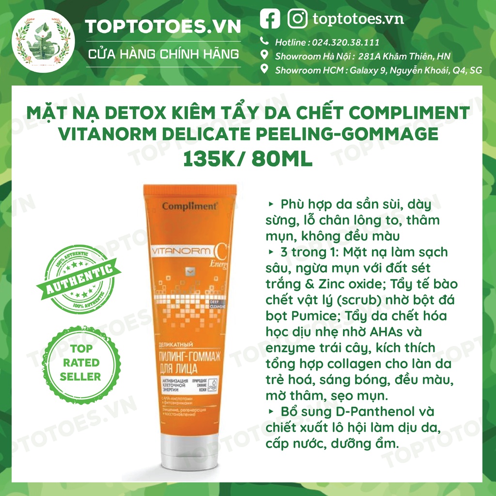 Mặt nạ detox kiêm tẩy da chết Compliment Vitanorm Delicate Peeling-gommage làm sạch sâu, cho da căng bóng, đều màu