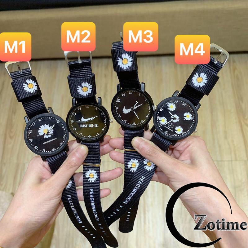 Đồng hồ Dotime nam nữ thời trang Candycat dây dù hoa cúc cá tính ZO105 | WebRaoVat - webraovat.net.vn
