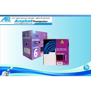 Thùng cáp mạng vp-link cat 6e utp vsp-0907 lõi chữ thập, dây cáp xanh - hàng chính hãng - bảo hành 1 tháng
