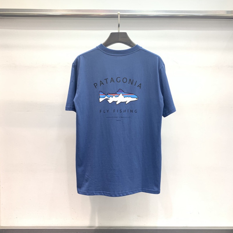 PATAGONIA Patagonia Outdoor Sports Shark Design A Short-sleeved T Shirt Foreign Trade Approval