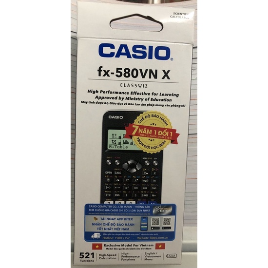 máy tính fx - 580VN X hàng chính hãng bảo hành 7 năm
