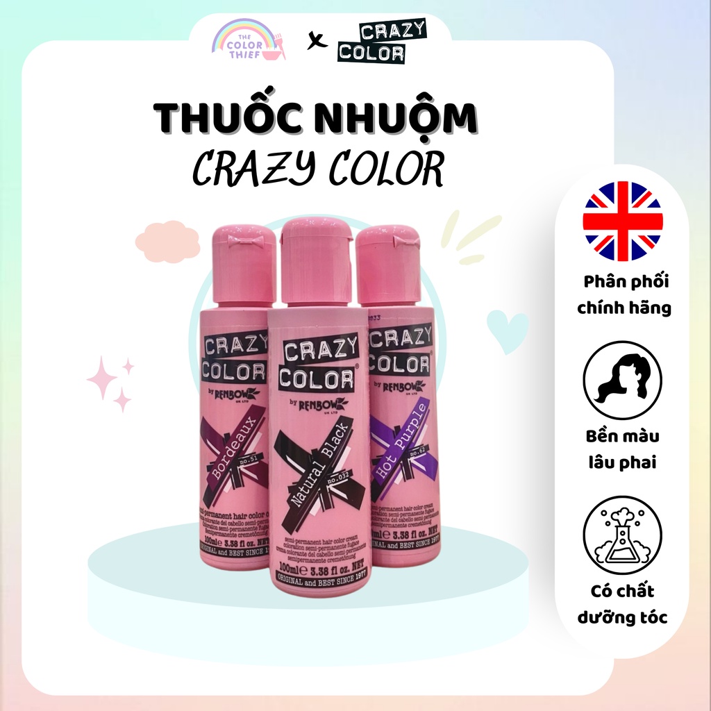 Thuốc Nhuộm Tóc Crazy Color Semi-Permanent màu đa dạng lâu phai - The Color Thief