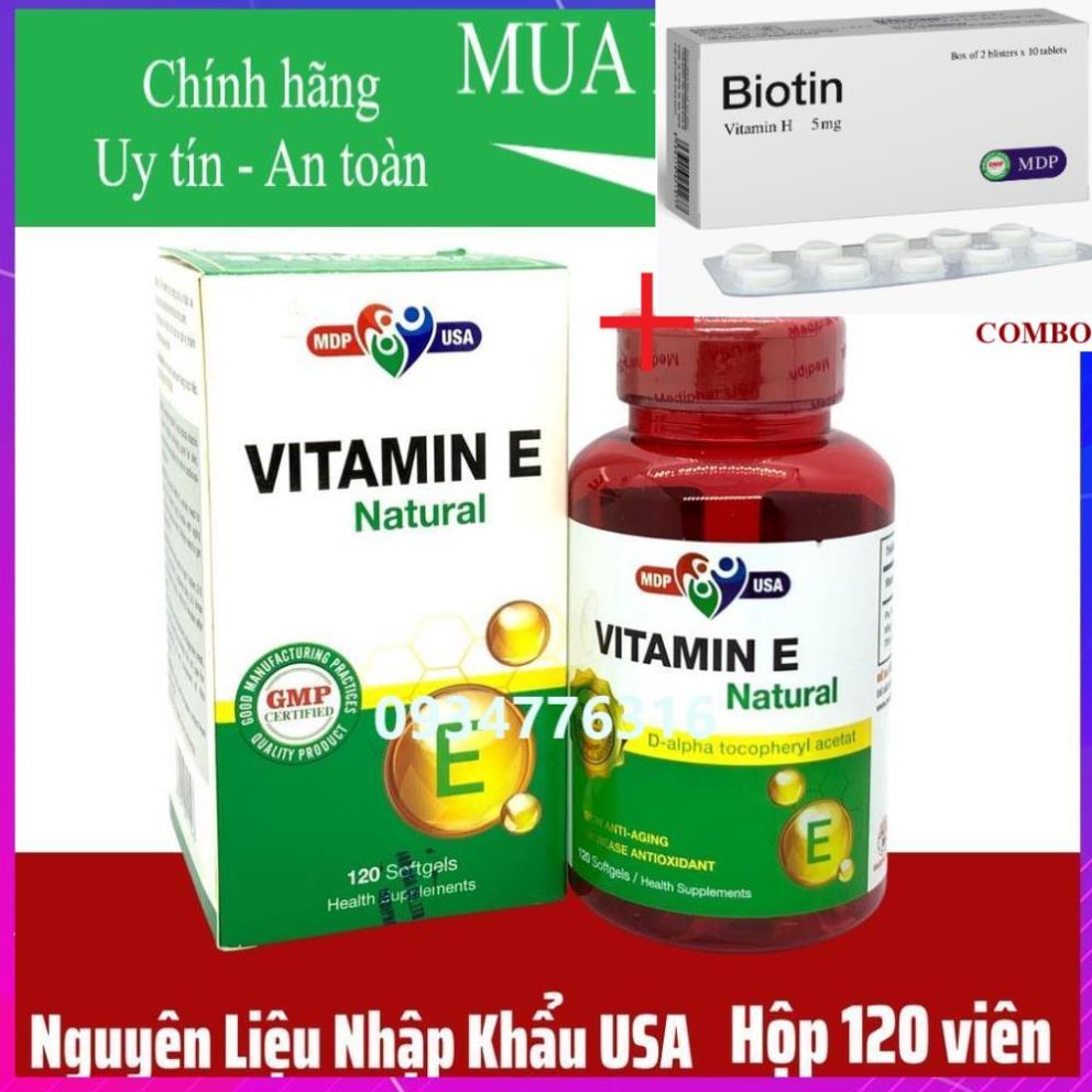 Combo Biotin 5mg+ ✅ Vitamin E Natural Mediphar USA Viên uống hỗ trợ đẹp da
