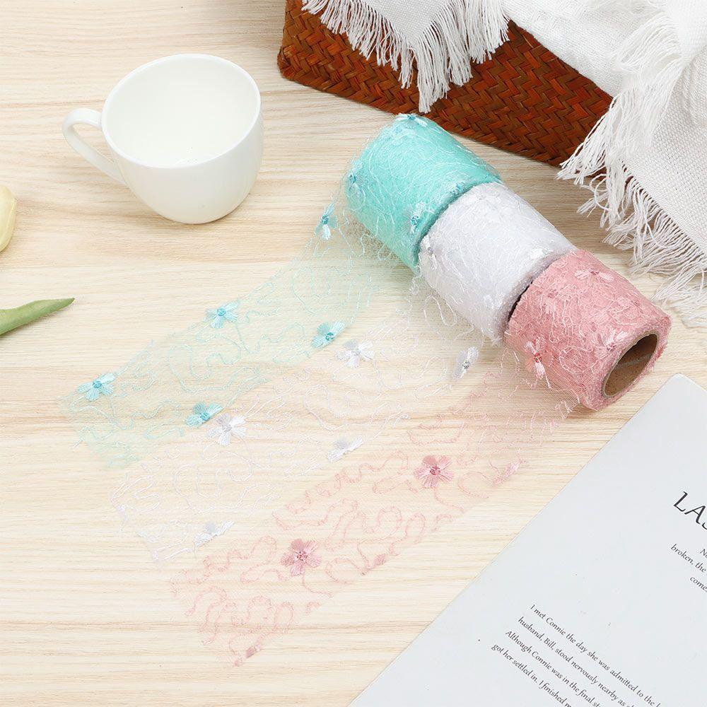Cuộn Dây Ruy Băng Lưới 6cm 10Yards In Họa Tiết Hoa Làm Đồ Thủ Công Đa Ứng Dụng