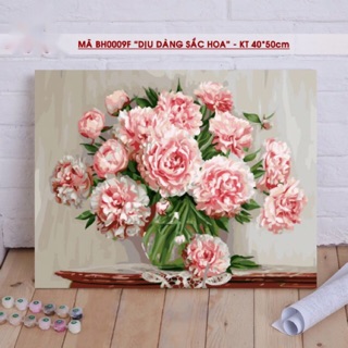 Tranh Sơn Dầu Số Hóa Tự Tô - BH0009F Mẫu Đơn 2,5x40x50cm