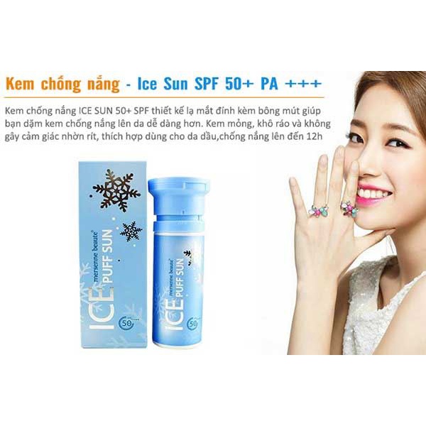 Xịt Chống Nắng Ice Puff Sun Mersenne Beaute Hàn Quốc, Xịt Lạnh Chống Nắng