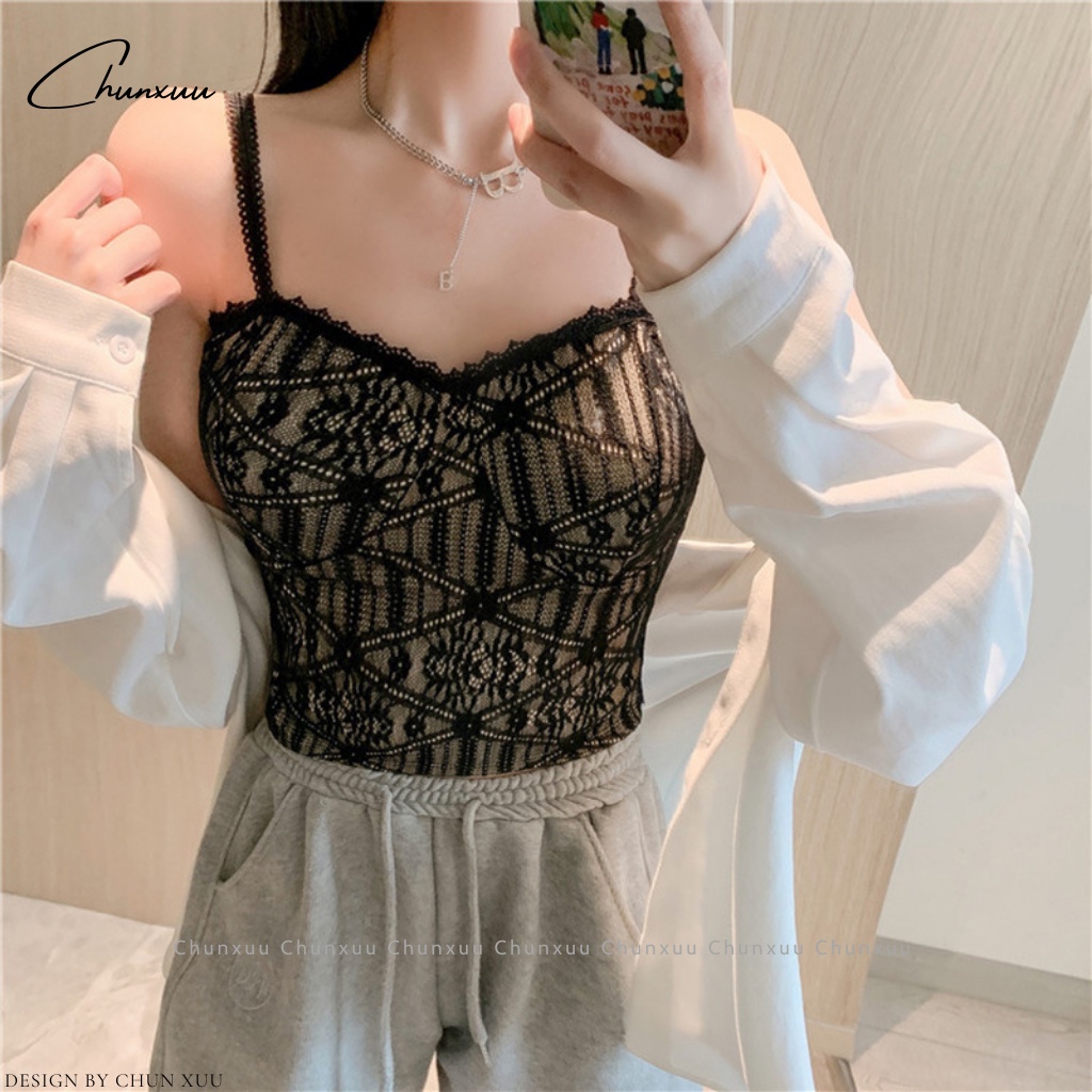 Áo bra nữ hai dây dáng lửng ChunXuu, thiết kế đệm mút mỏng vừa phối ren thoáng mát gợi cảm- BR14