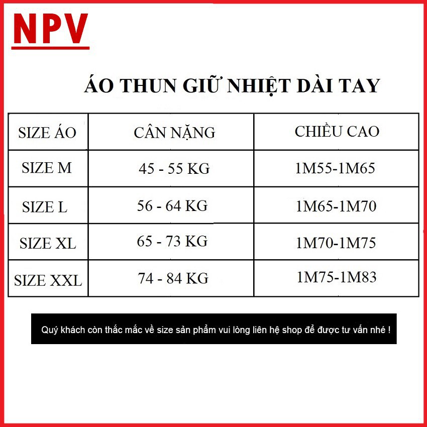 Áo giữ nhiệt dài tay nam NPV co giãn tốt, áo thể thao nam nhiều màu size từ 45 đến 84kg chất cotton mỏng mịn ❕ ཾ