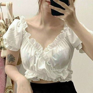 Áo nhúng bèo trễ vai phối dây cột eo kiểu