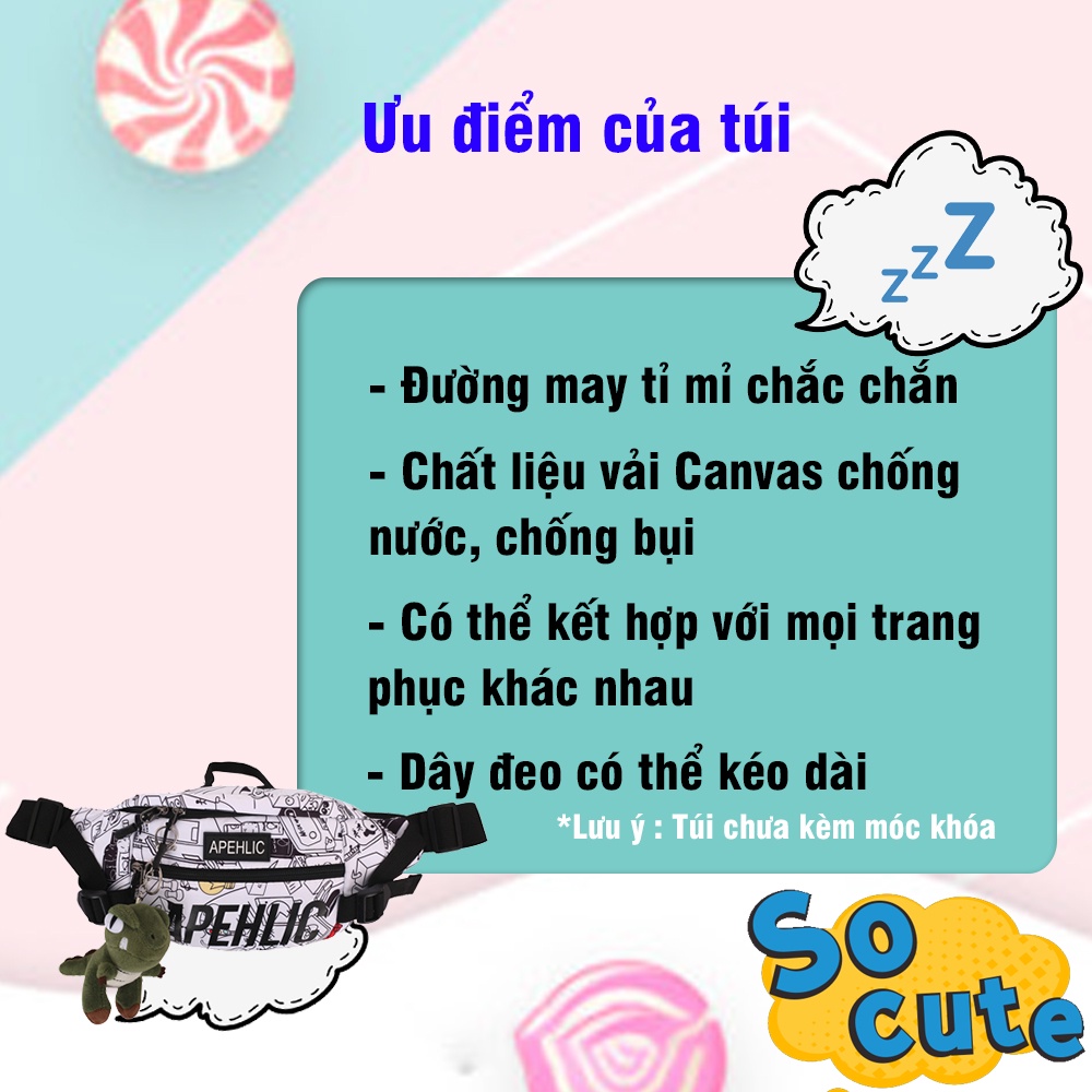 Túi Đeo Chéo Nam Nữ Unisex Túi Bao Tử Nam APEHLIC Vải Canvas Chống Nước Tuyệt Đối