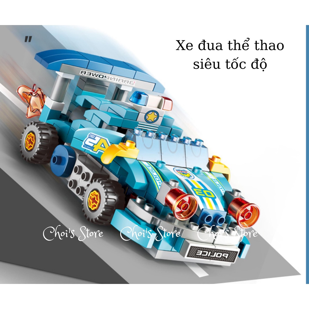 Đồ chơi lắp ghép, xếp hình mẫu xe đua 182 chi tiết size Duplo (Choi Store 08)
