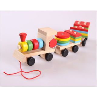 Đồ Chơi Đoàn Tàu Chở Hình Khối Bằng Gỗ Cho Bé yêu
