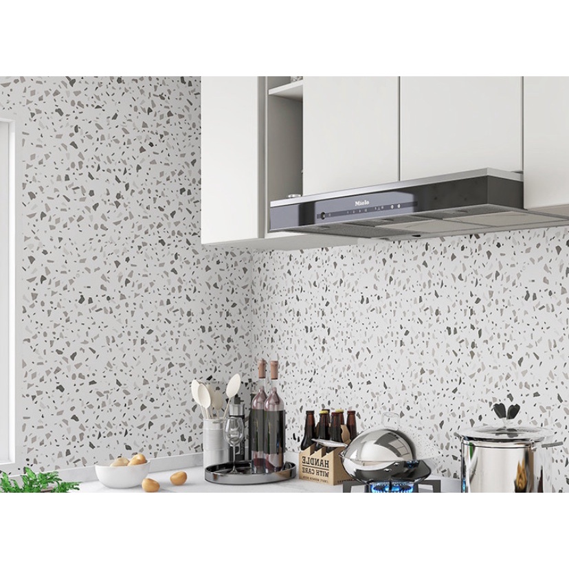 1M decal dán tường nhà bếp khổ 60cm tráng nhôm cách nhiệt có sẵn keo dán-SỎI ĐÁ TRẮNG