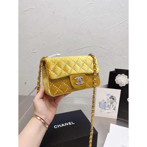 Túi xách Chane nhung đính đá , fullbox.