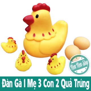 Đàn Gà 1 Mẹ 3 Con 2 Quả Trứng Cỡ To Bóp Kêu Chíp Chíp Siêu Đáng Yêu