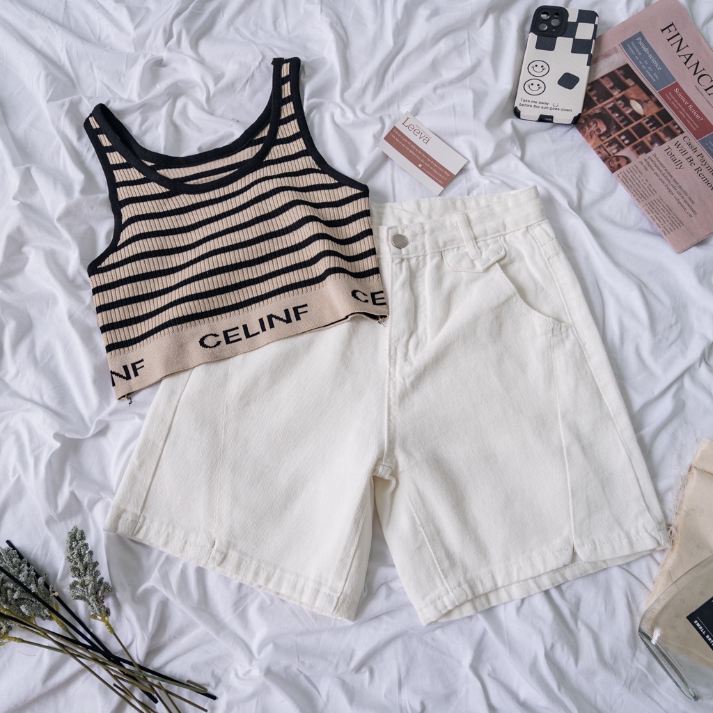 LEEVA - Quần jeans lửng ngỗ nữ cạp cao phong cách basic S029
