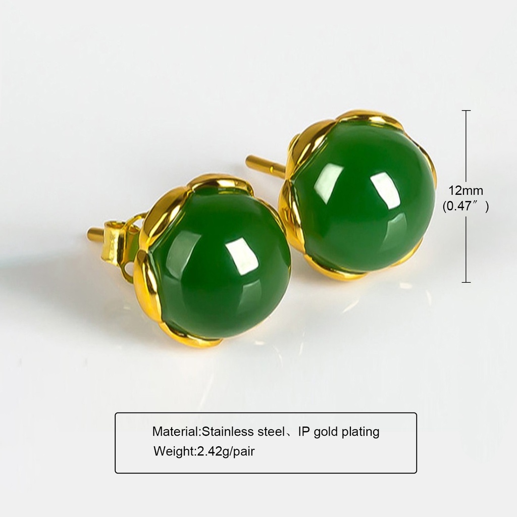 Vnox Bông Tai Đinh Tán Đính Đá Tròn Màu Xanh Lá 18k Dành Cho Nữ