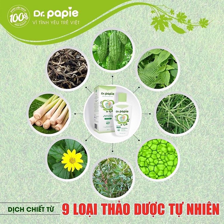 [ CHÍNH HÃNG ] Nước tắm gội thảo dược Dr Papie cho bé từ 0 - 3 tuổi 230ml