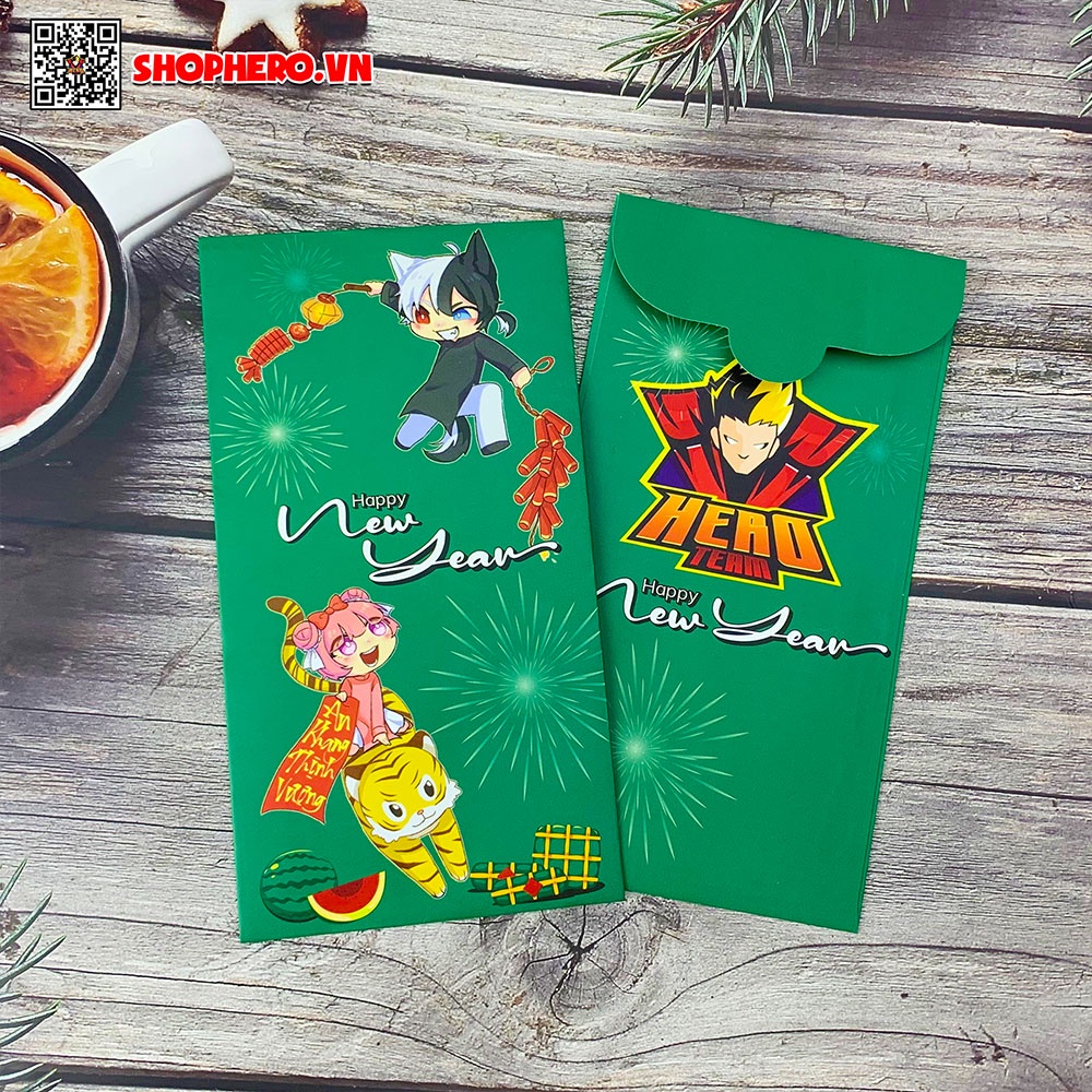 Bộ 6 bao lì xì Hero Team in hình đầy đủ các nhân vật
