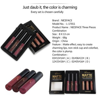 Set 3 son môi NICEFACE màu quyến rũ