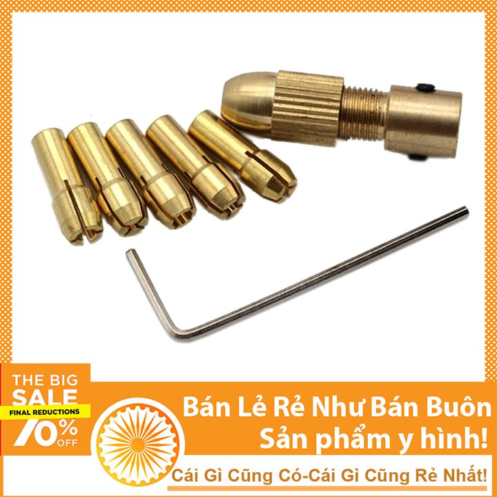 Bộ 5 Đầu Kẹp Mũi Khoan 0.8-3.0mm Trục 2mm Và Lục Lăng