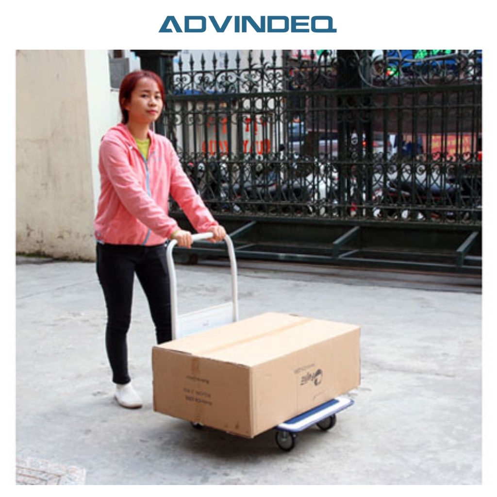 Xe đẩy hàng 4 bánh gấp gọn ADVINDEQ TL-150 sàn thép cao cấp, tải trọng 150kg, bảo hành 12 tháng toàn quốc