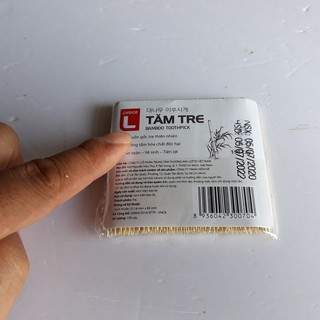 Tăm tre Choice L nhọn 2 đầu gói nhỏ 150 cây Lotte Mart Hàn Quốc