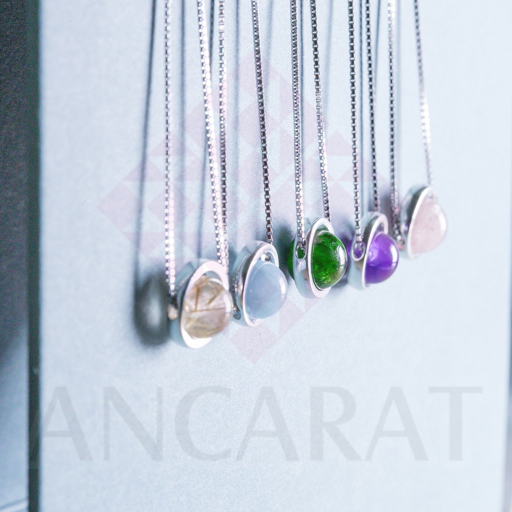 ANCARAT - Dây chuyền bạc đá phong thủy Thạch anh tóc D4 (Mệnh Kim)