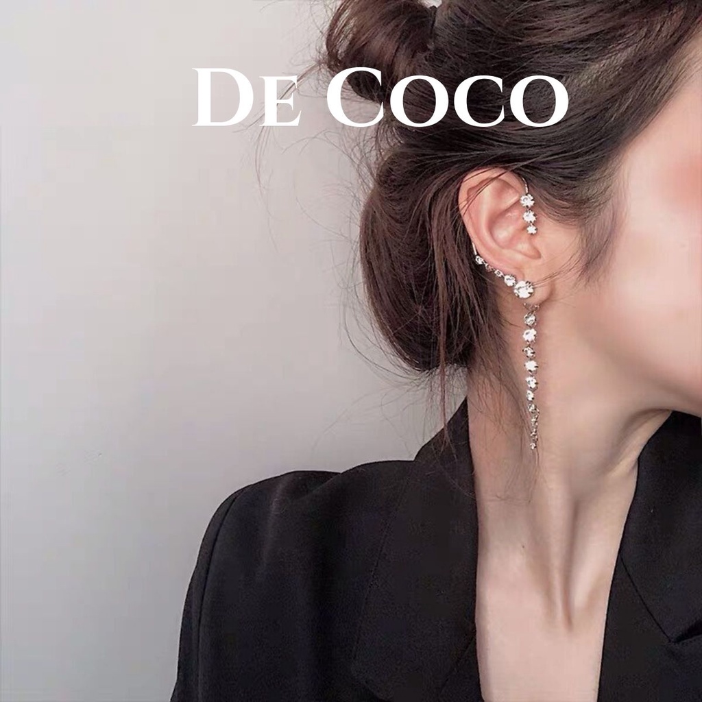 Khuyên tai mix kẹp vành đính đá đeo được hai kiểu Oriana De Coco decoco.accessories
