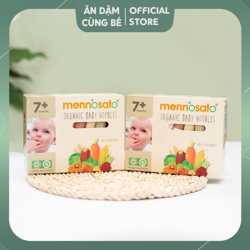 Mì somen rau củ hữu cơ cho bé Mennosato chính hãng, mì nui ăn dặm cho bé 7 tháng
