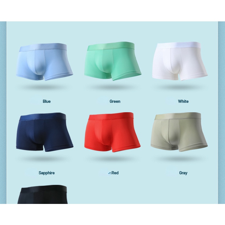 Quần Lót Boxer Hai Lớp Bằng Lụa Lạnh Màu Trơn Thoáng Khí Thoải Mái Thời Trang Mùa Hè Cho Nam 264