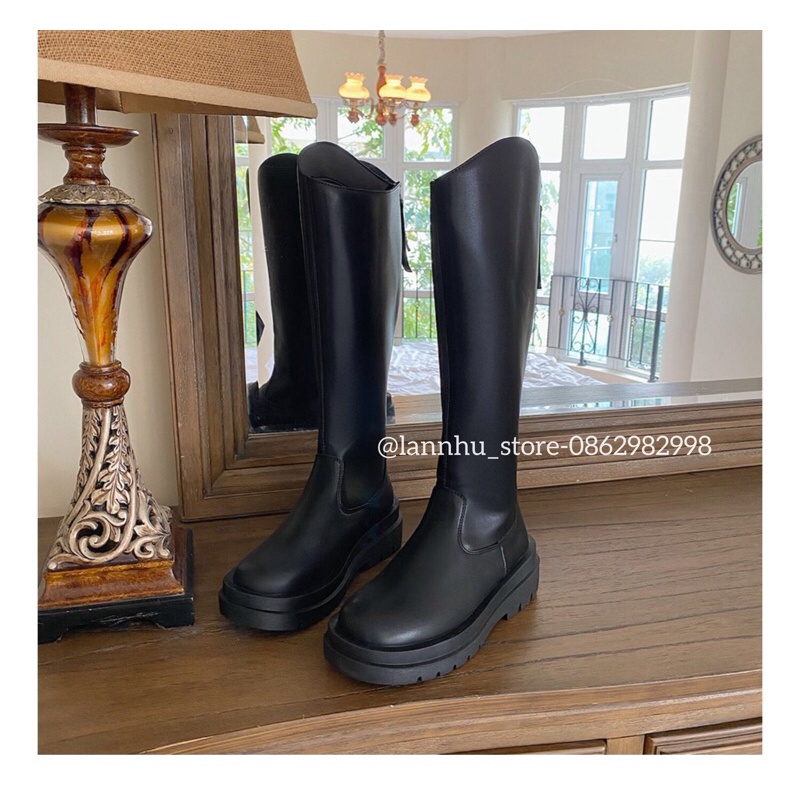 Boot đùi Mona cao 40cm- đế 5cm Da Trơn có khoá sau