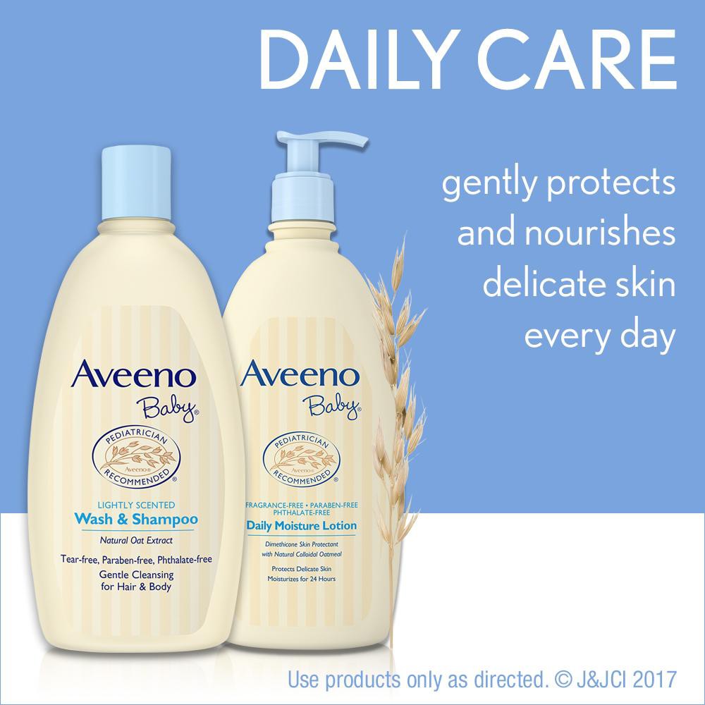 Sữa Tắm Gội &amp; Dưỡng Ẩm Cho Bé Aveeno Baby Wash &amp; Shampoo Lightly Scented, Daily Moisture Lotion, Soothing Relief Creamy