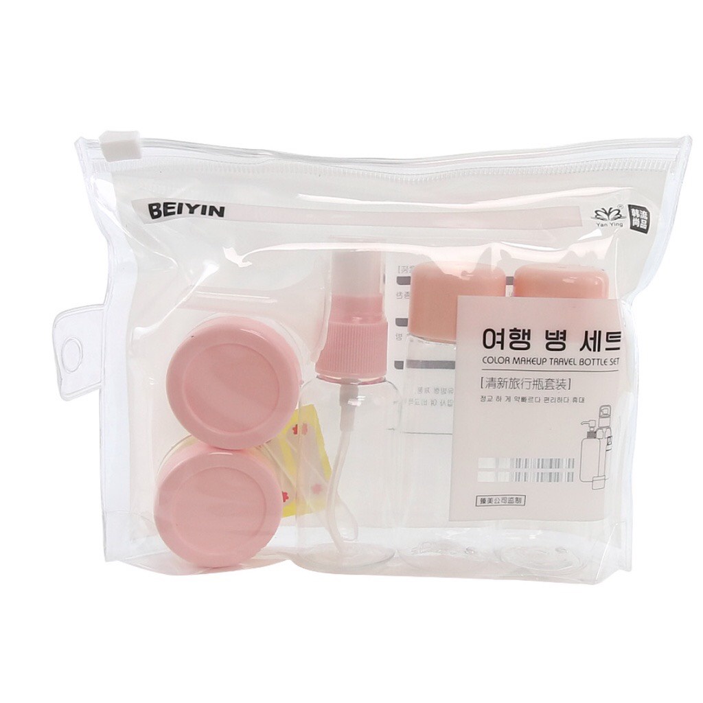 Set 5 món chiết mỹ phẩm tiện lợi, bộ chiết mỹ phẩm mini 5 món, combo 5 chai đựng mỹ phẩm dầu gội sữa tắm đi du lịch