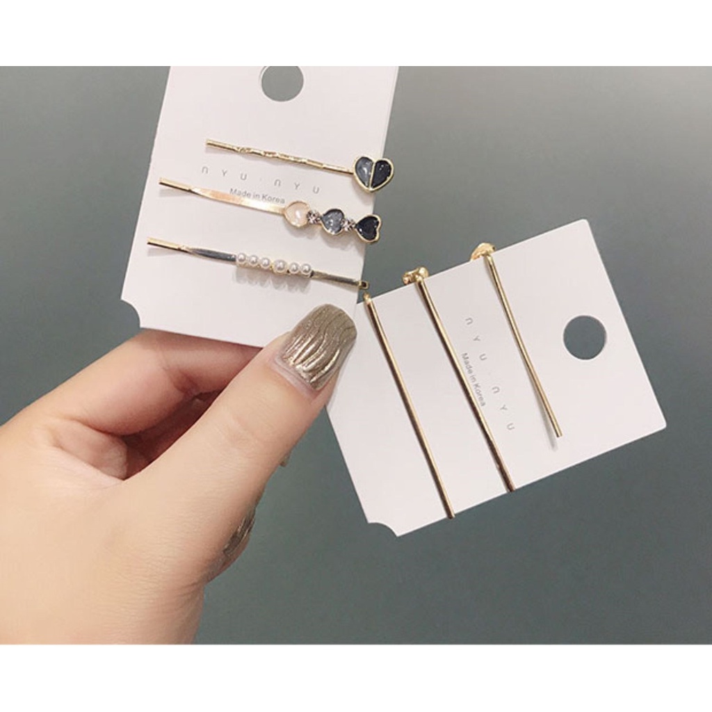 SET 3 kẹp tóc ngọc trai nhân tạo đá trong siêu xinh cho phái đẹp