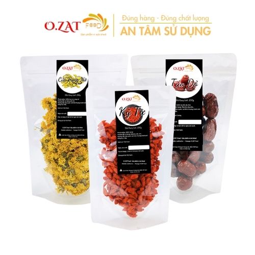 Trà táo đỏ kỉ tử hoa cúc vàng nở loại 1 OZAT FOOD kỉ tử 100g ( táo đỏ 200g) cúc vàng nở 50g -100g giúp ngủ ngon an thần