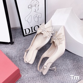 Sandal cao gót chất lụa nơ đá hàng cao cấp fullbox
