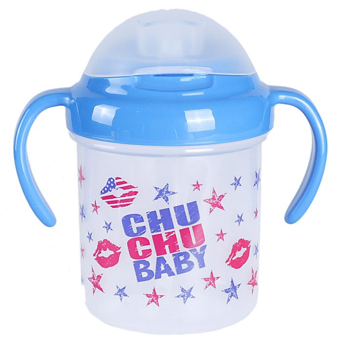 Bình uống nước có ống hút Chuchu Baby bé tập uống, chống sặc chính hãng - màu xanh