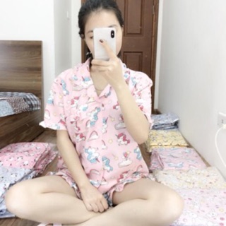 Bộ ngủ pyjama đùi không nhăn, có sẵn