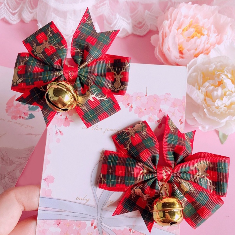 Kẹp Tóc Hình Nơ Họa Tiết Giáng Sinh Đáng Yêu Dành Cho Bé Gái