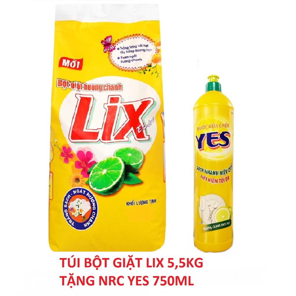 [COMBO} Bột giặt Lix Hương Nước hoa 5.5kg Tặng Chai NRC Lix 750g siêu sạch