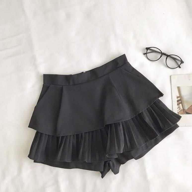 Chân Váy Xếp Ly 2 Tầng Dáng Xòe Xếp Ly Lưng Cạp Cao (Có Quần Trong) SATINY | BigBuy360 - bigbuy360.vn