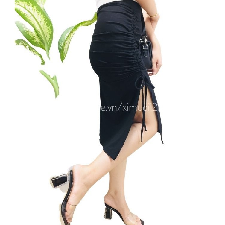 Chân Váy Rút Dây 1 Bên_Tôn dáng_Vải Dày_Siêu Co Giãn [Video+Ảnh Thật]